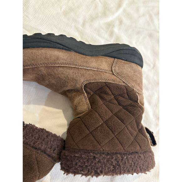 LL Bean Winter Boots Zip Brown Quilted Sherpa Cuff Primaloft Womens 9 - Picture 6 of 13